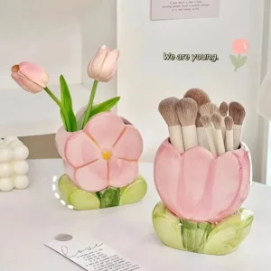 Tulip Series Makeup Brush Storage Bucket Sweet Cute Flower